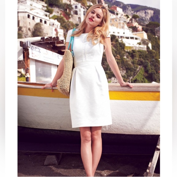 Boden Clara Dress floral daisy jacquard textured glam retro mint 10 10 R - Picture 2 of 11